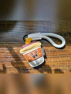 Cute Coffee Cup Keychain/Bag Charm in White, Tan & Brown